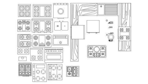 4 burner gas stove cad block